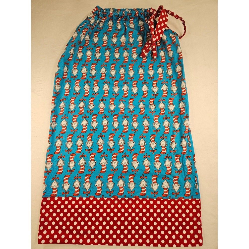 Dr. Seuss Cat in the‎ Hat Pajama Skirt Blue Red Polka Dot Lounge Wrap Medium USA